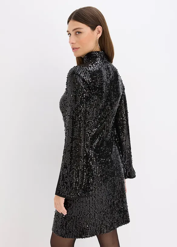 Abito con paillettes e maniche a campana, bonprix