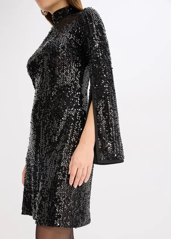 Abito con paillettes e maniche a campana, bonprix