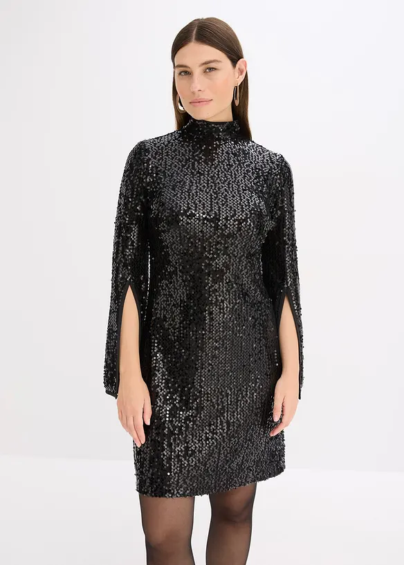 Abito con paillettes e maniche a campana, bonprix
