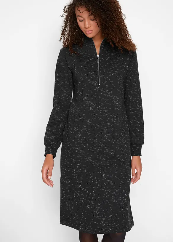 Abito in felpa con mezza zip, bonprix