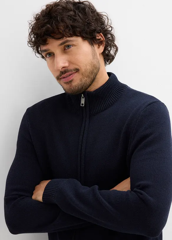 Cardigan con collo dritto e cotone riciclato, bonprix