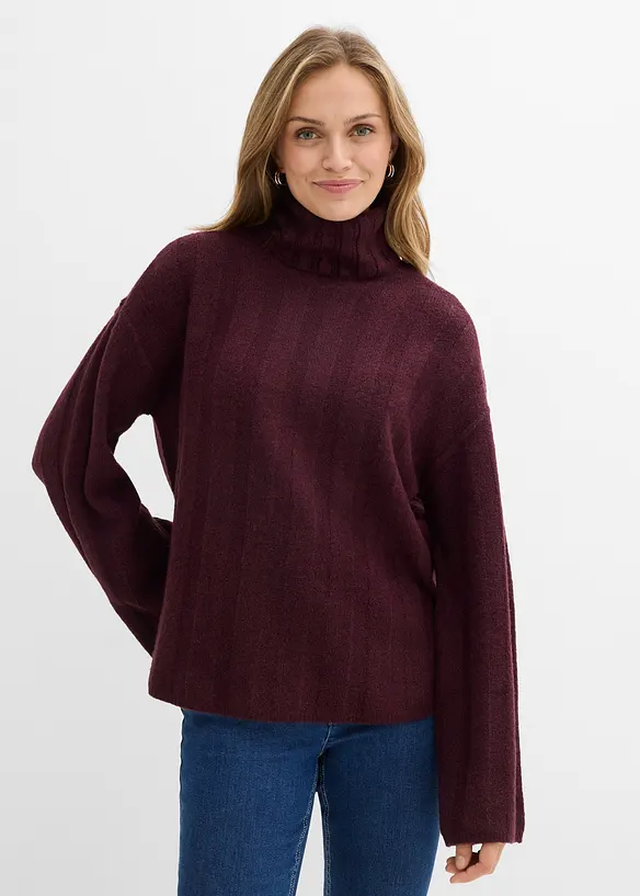 Maglione a coste a collo alto, bonprix