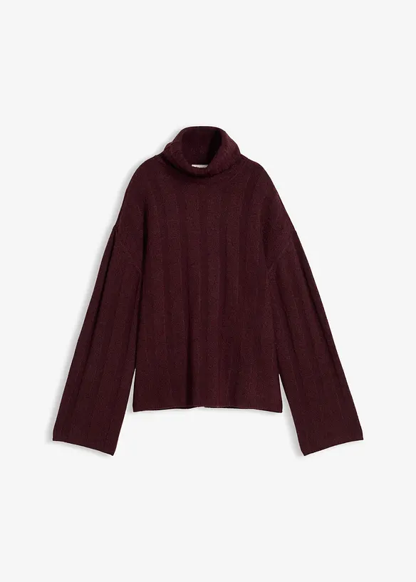 Maglione a coste a collo alto, bonprix