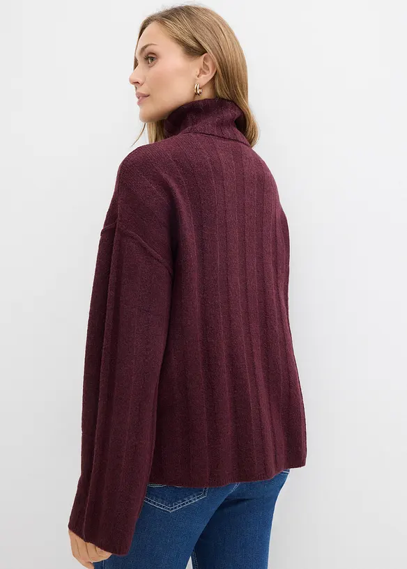 Maglione a coste a collo alto, bonprix