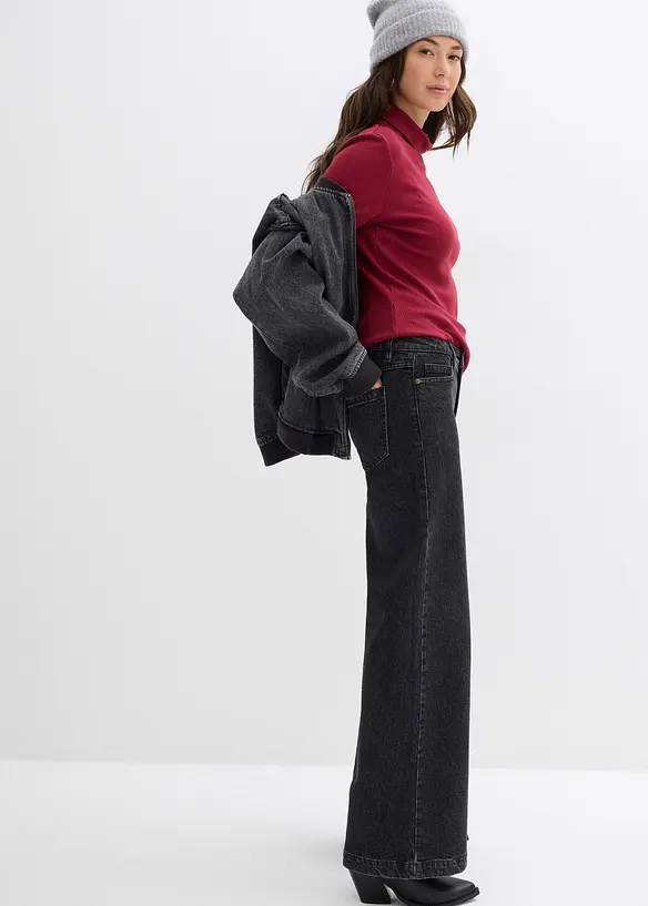 Jeans wide leg extra lunghi, vita media, bonprix