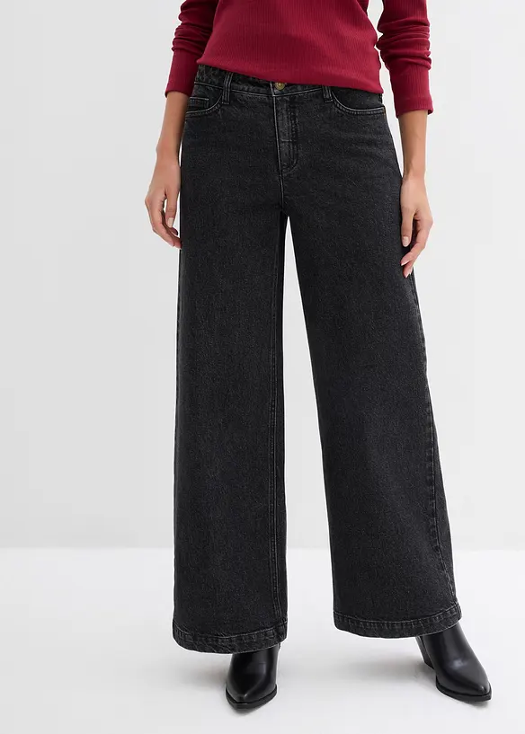 Jeans wide leg extra lunghi, vita media, bonprix
