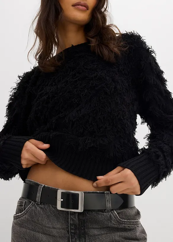 Maglione in filato grosso con frange, bonprix