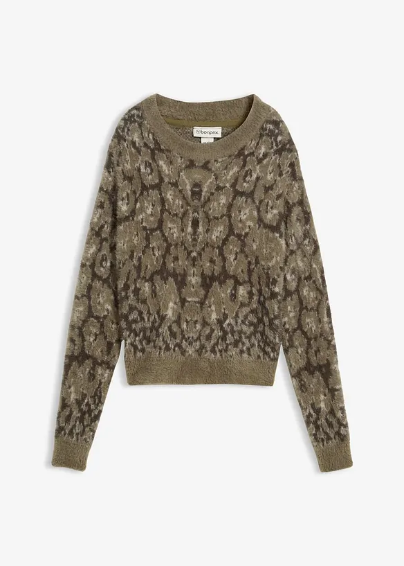 Maglione a maglia grossa in filato piumato morbido, bonprix