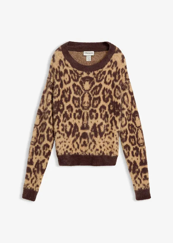 Maglione a maglia grossa in filato piumato morbido, bonprix