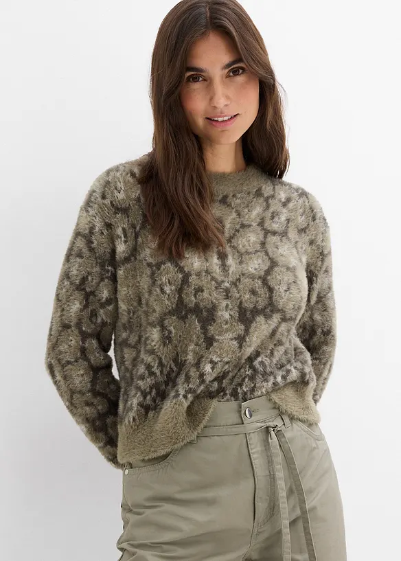 Maglione a maglia grossa in filato piumato morbido, bonprix