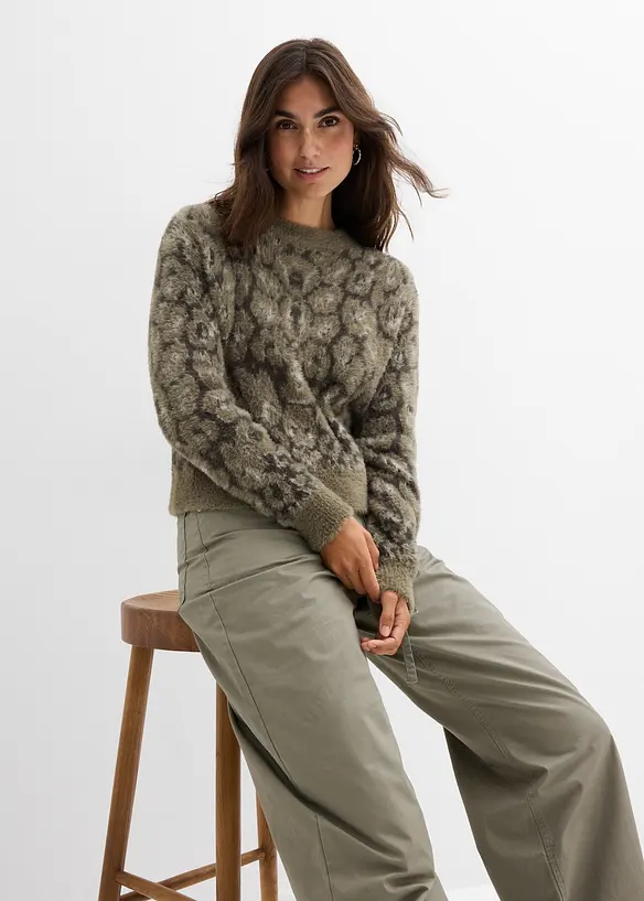 Maglione a maglia grossa in filato piumato morbido, bonprix