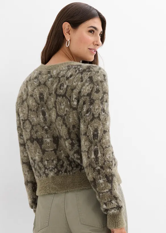 Maglione a maglia grossa in filato piumato morbido, bonprix