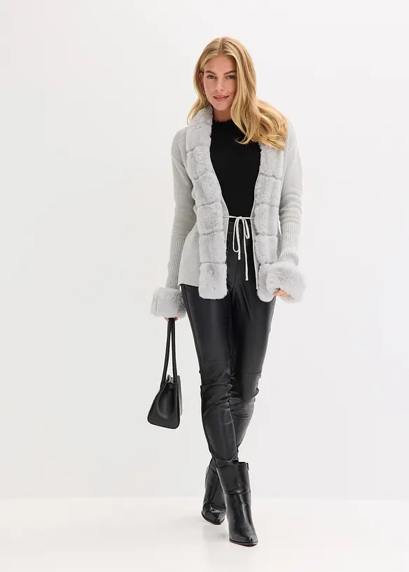 Cardigan con pelliccia sintetica, bonprix