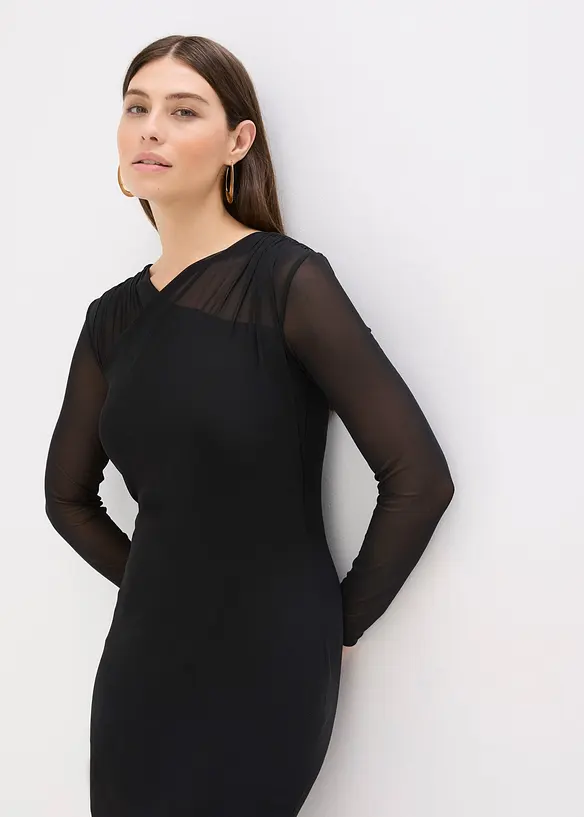 Abito in jersey e mesh, bonprix