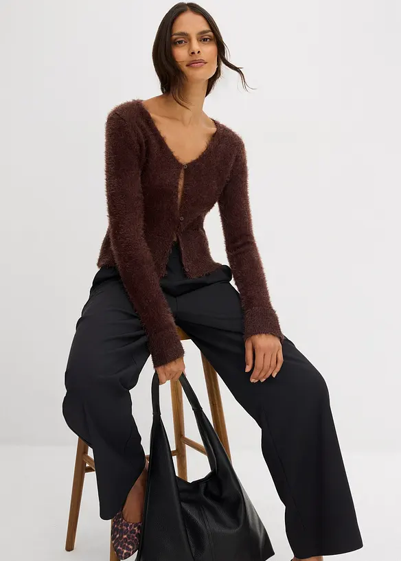 Cardigan in filato fine effetto piuma, bonprix