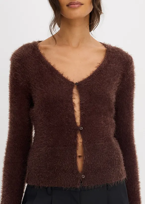 Cardigan in filato fine effetto piuma, bonprix