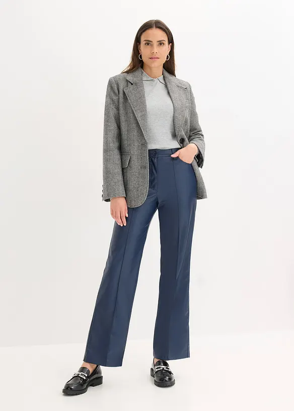 Pantaloni in similpelle con piega, wide leg, bonprix
