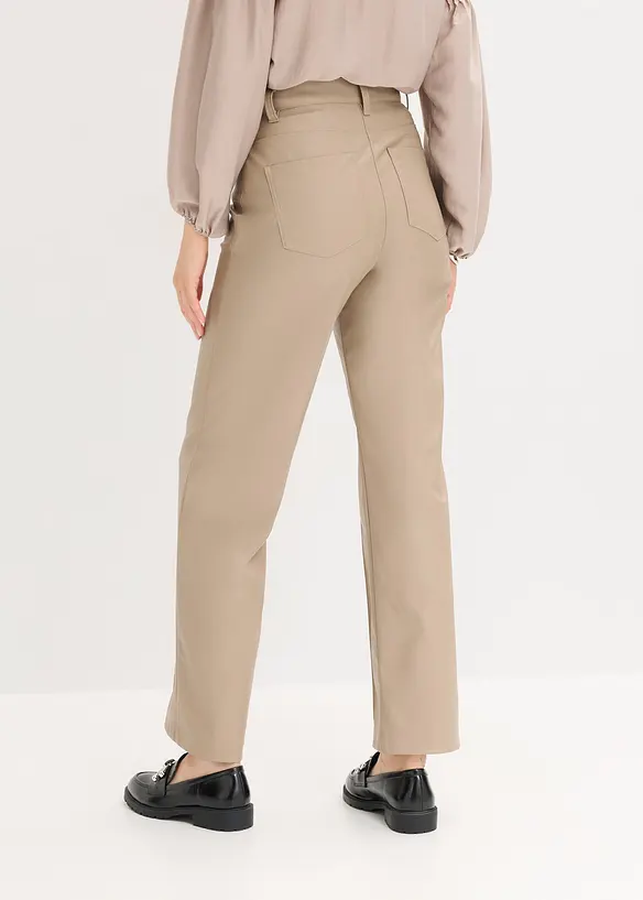 Pantaloni in similpelle con piega, wide leg, bonprix