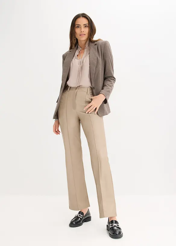 Pantaloni in similpelle con piega, wide leg, bonprix