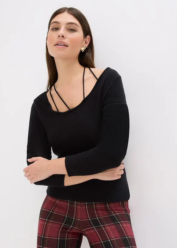 Maglione in filato fine con scollatura profonda, bonprix
