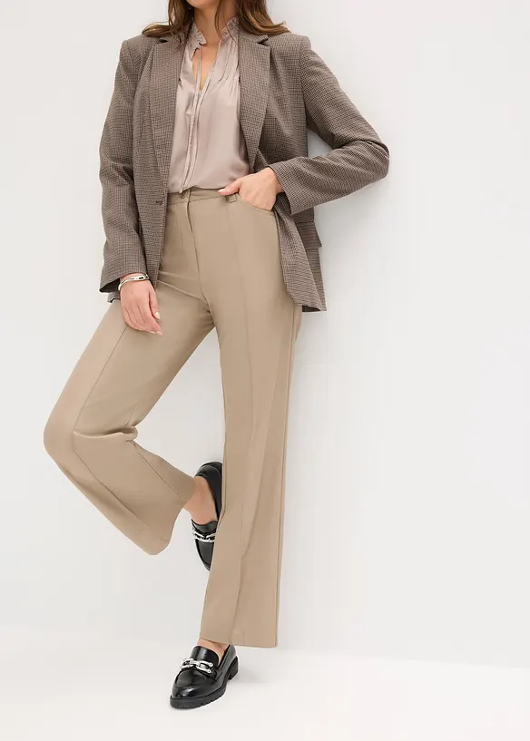 Pantaloni in similpelle con piega, wide leg, bonprix