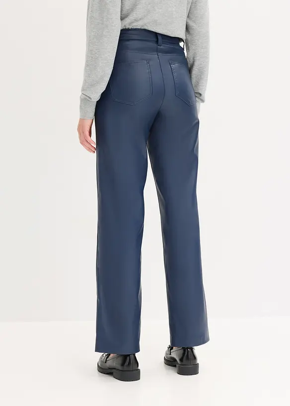 Pantaloni in similpelle con piega, wide leg, bonprix