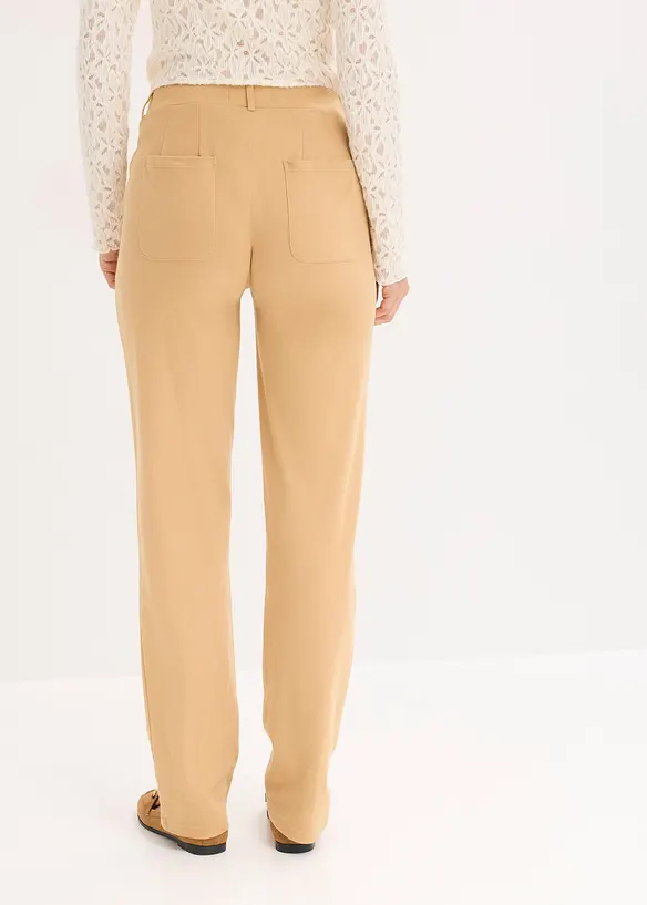 Pantaloni in jersey di cotone con piega cucita, bonprix