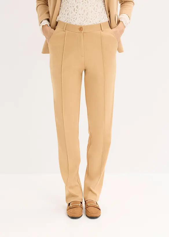 Pantaloni in jersey di cotone con piega cucita, bonprix
