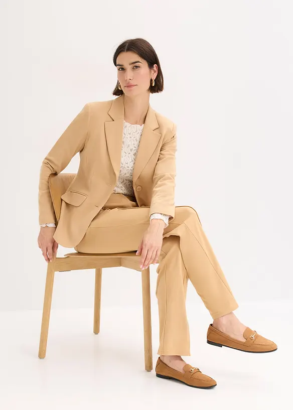 Pantaloni in jersey di cotone con piega cucita, bonprix