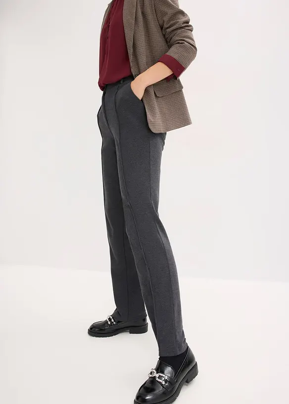 Pantaloni in jersey di cotone con piega cucita, bonprix