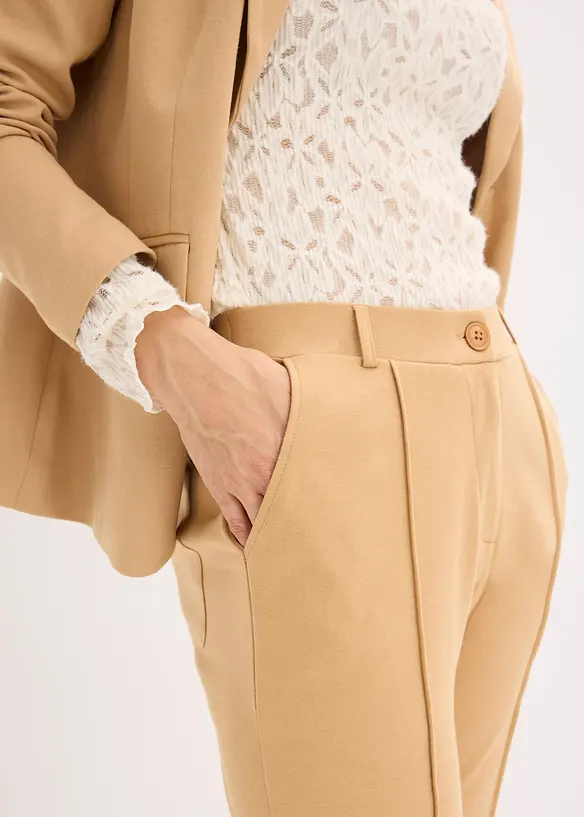 Pantaloni in jersey di cotone con piega cucita, bonprix