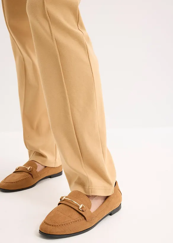 Pantaloni in jersey di cotone con piega cucita, bonprix
