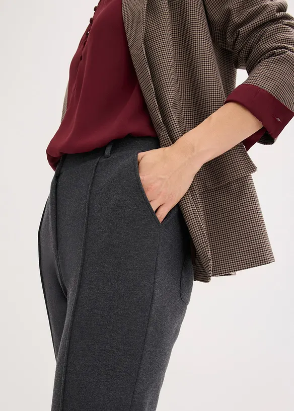Pantaloni in jersey di cotone con piega cucita, bonprix