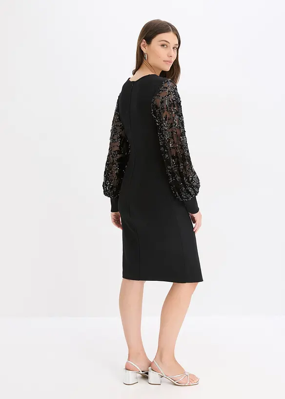 Abito midi con paillettes alle maniche, bonprix