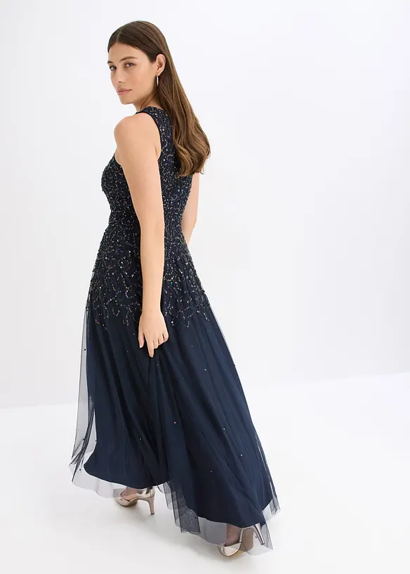 Abito asimmetrico con paillettes ricamate, bonprix