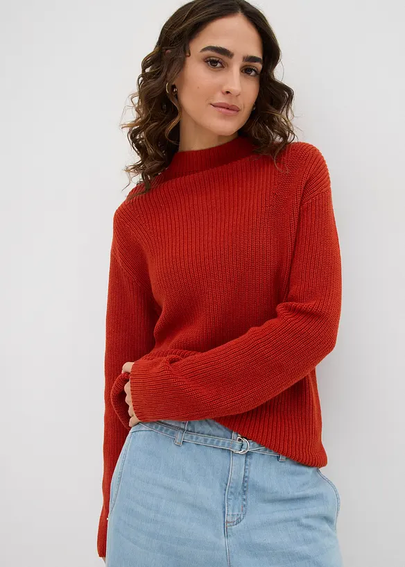 Maglione in filato fine di puro cotone biologico, bonprix