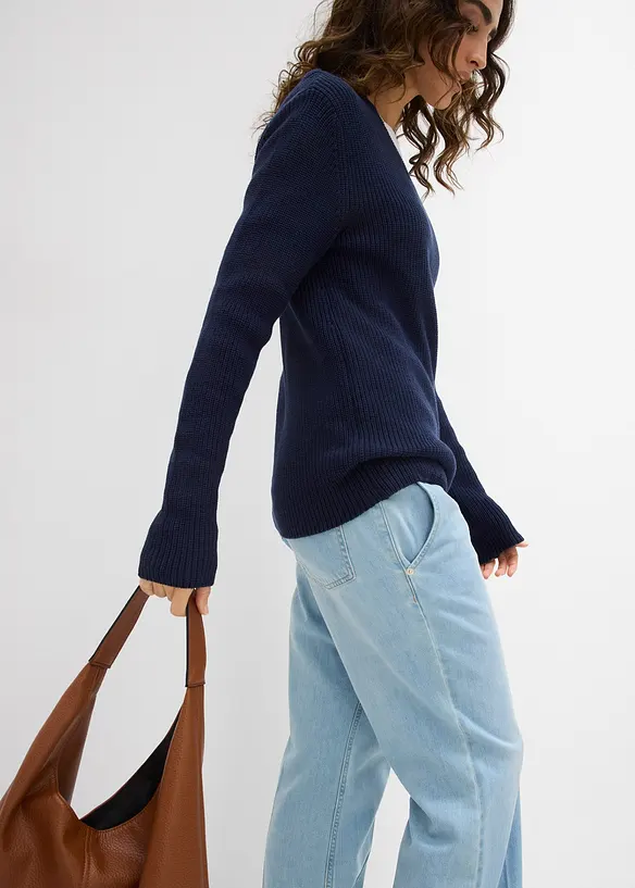 Maglione in filato fine di puro cotone biologico, bonprix