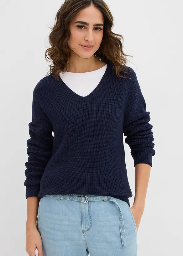 Maglione in filato fine di puro cotone biologico, bonprix