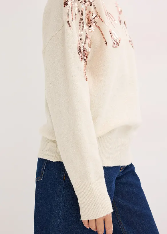 Maglione oversize con paillettes, bonprix