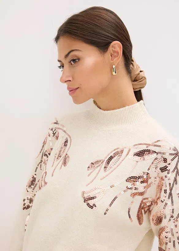 Maglione oversize con paillettes, bonprix