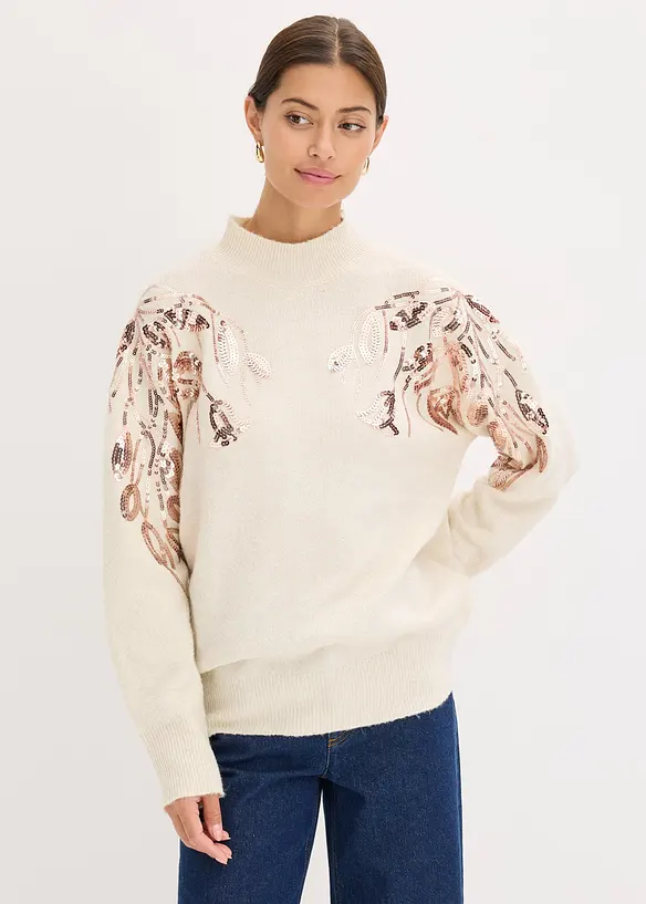 Maglione oversize con paillettes, bonprix