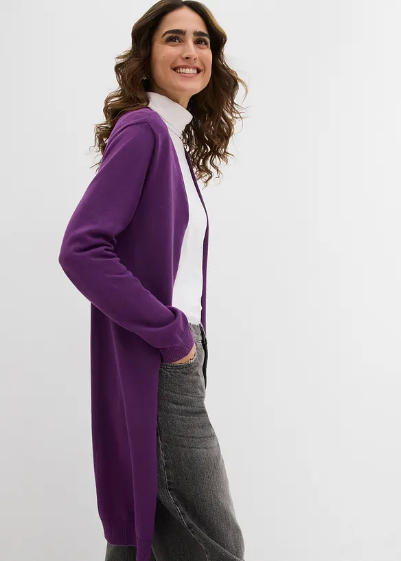 Cardigan lungo con bordi arrotolati, bonprix