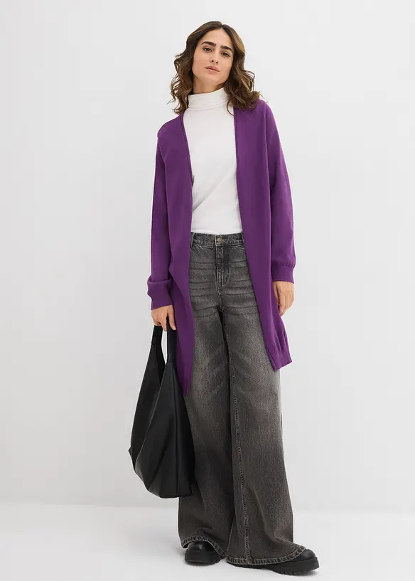 Cardigan lungo con bordi arrotolati, bonprix