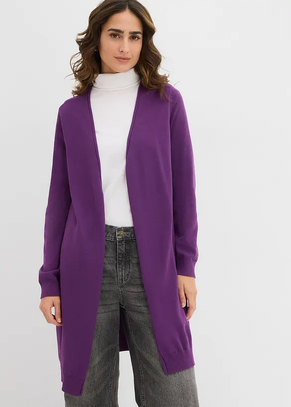 Cardigan lungo con bordi arrotolati, bonprix