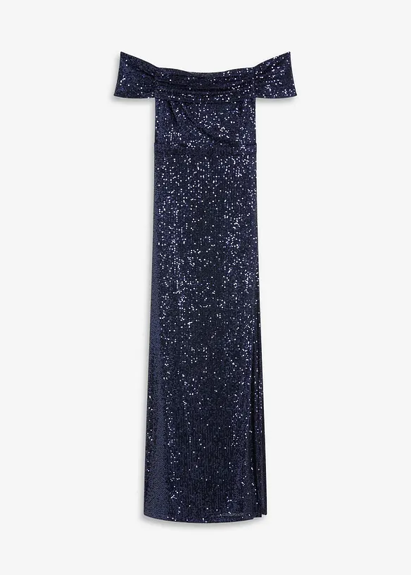 Abito in paillettes a spalle scoperte, bonprix