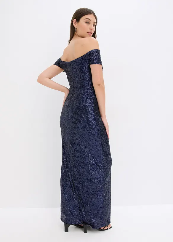 Abito in paillettes a spalle scoperte, bonprix
