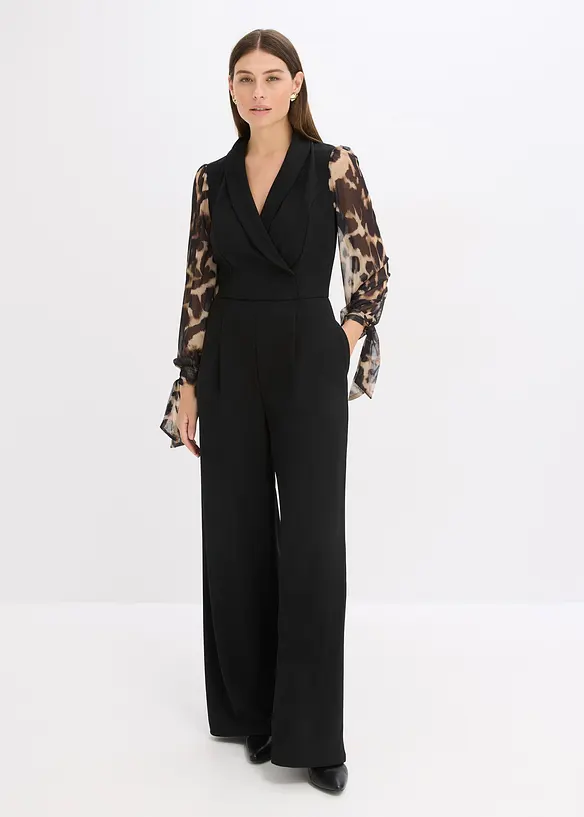 Tuta elegante in jersey con maniche in mesh, bonprix