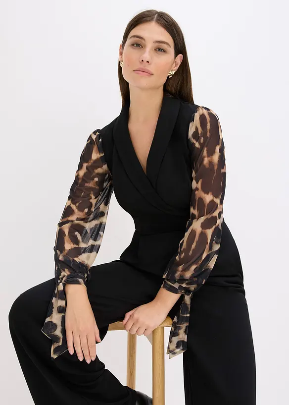 Tuta elegante in jersey con maniche in mesh, bonprix