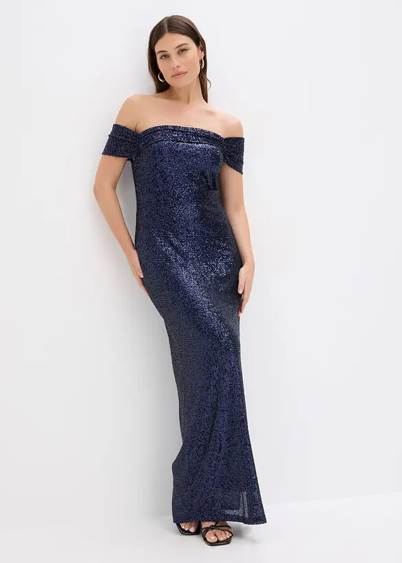 Abito in paillettes a spalle scoperte, bonprix