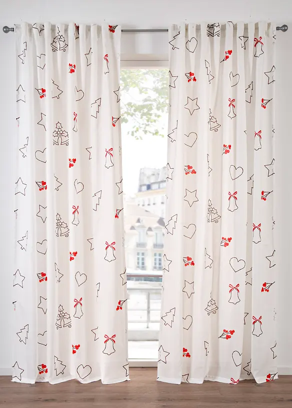 Tenda trasparente con fantasia natalizia (pacco da 1), bonprix